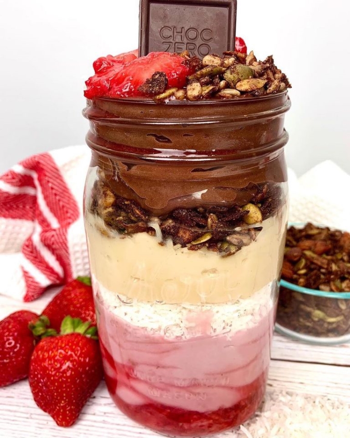 layered dessert in a jar