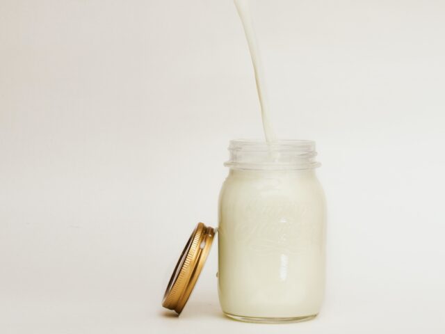 milk in a mason jar