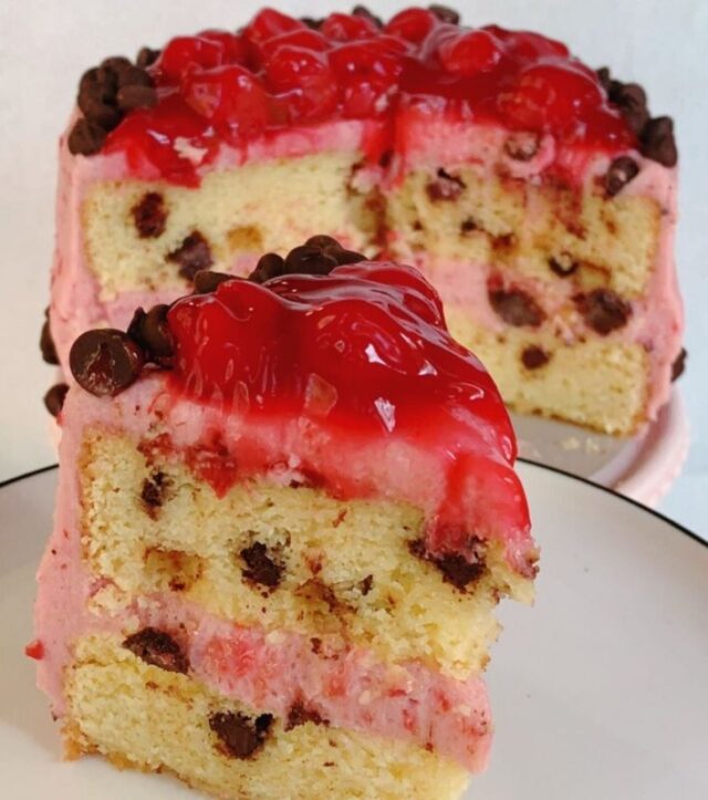 slice of cake with cherries
