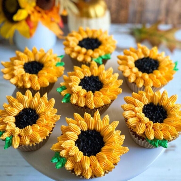 Sunflower cupcakes using simply delish instant chocolate pudding
