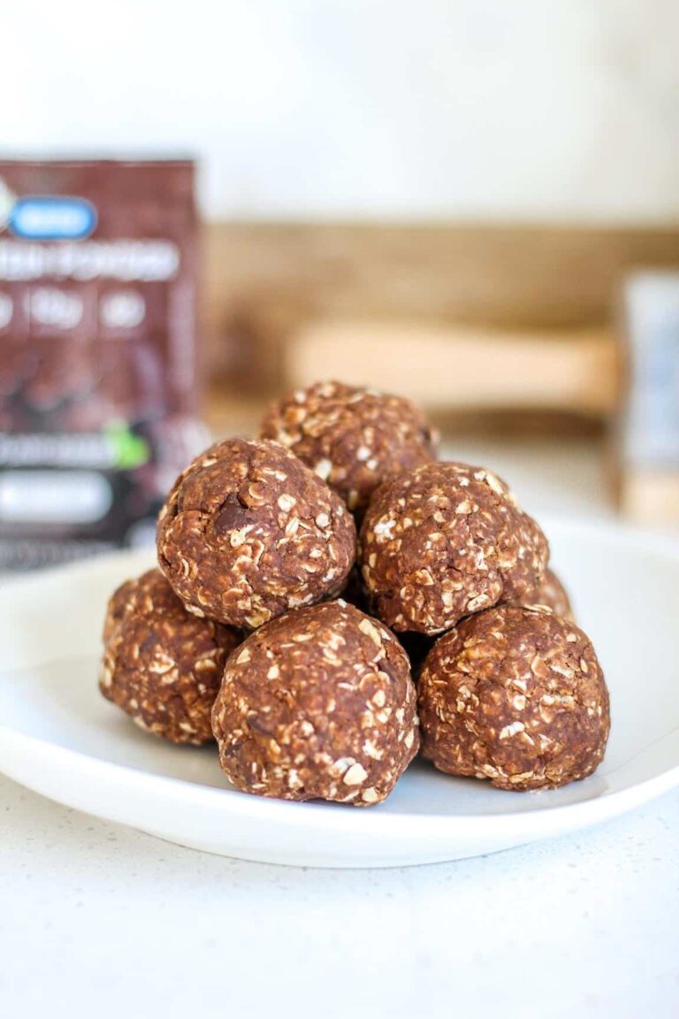 Chocolate Peanut Protein Bites Featured