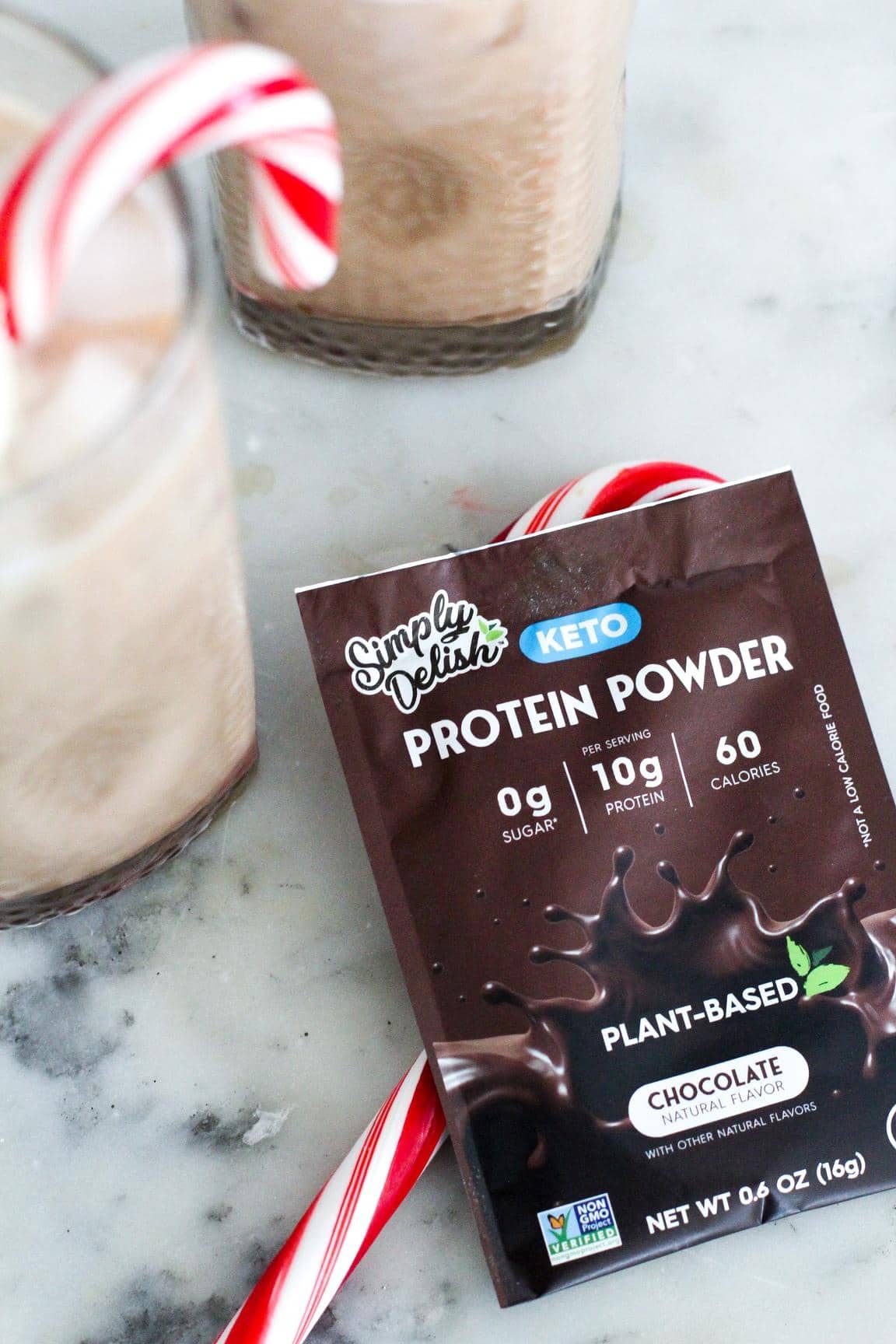 Protein Peppermint Mocha Latte by @klean.kate close up
