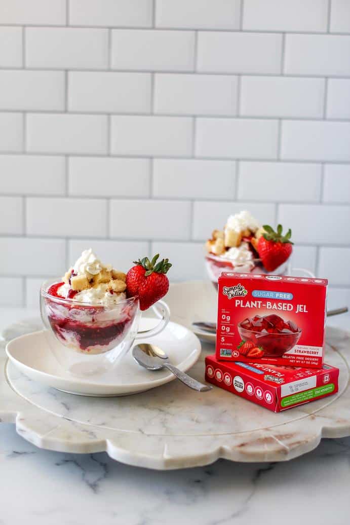 Strawberry Shortcake Parfaits by @klean.kate with Simply Delish Strawberry Jel Dessert