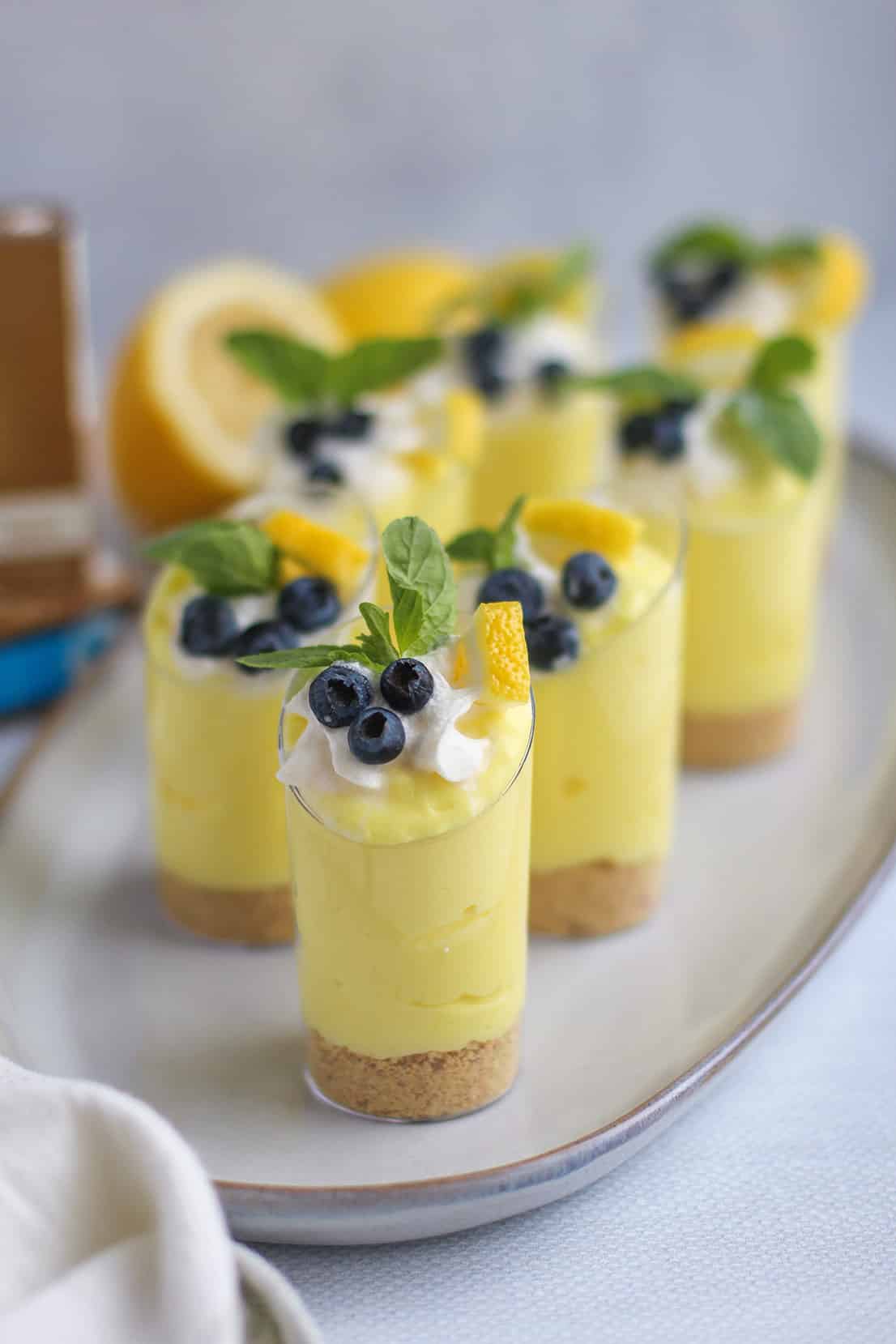 Lemon Cheesecake Pudding Cups by @klean.kate Front View