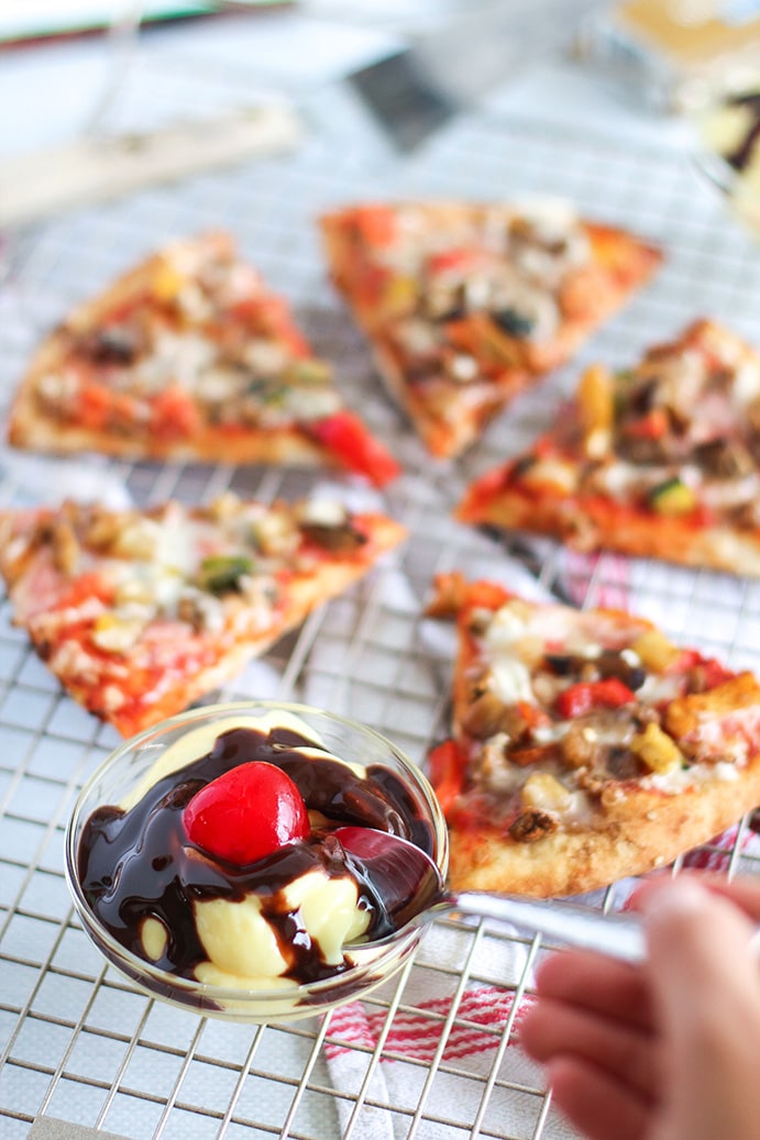 Oggi Vegan Pizza Simply Delish Pudding Sundaes by @klean.kate Featured Image close up