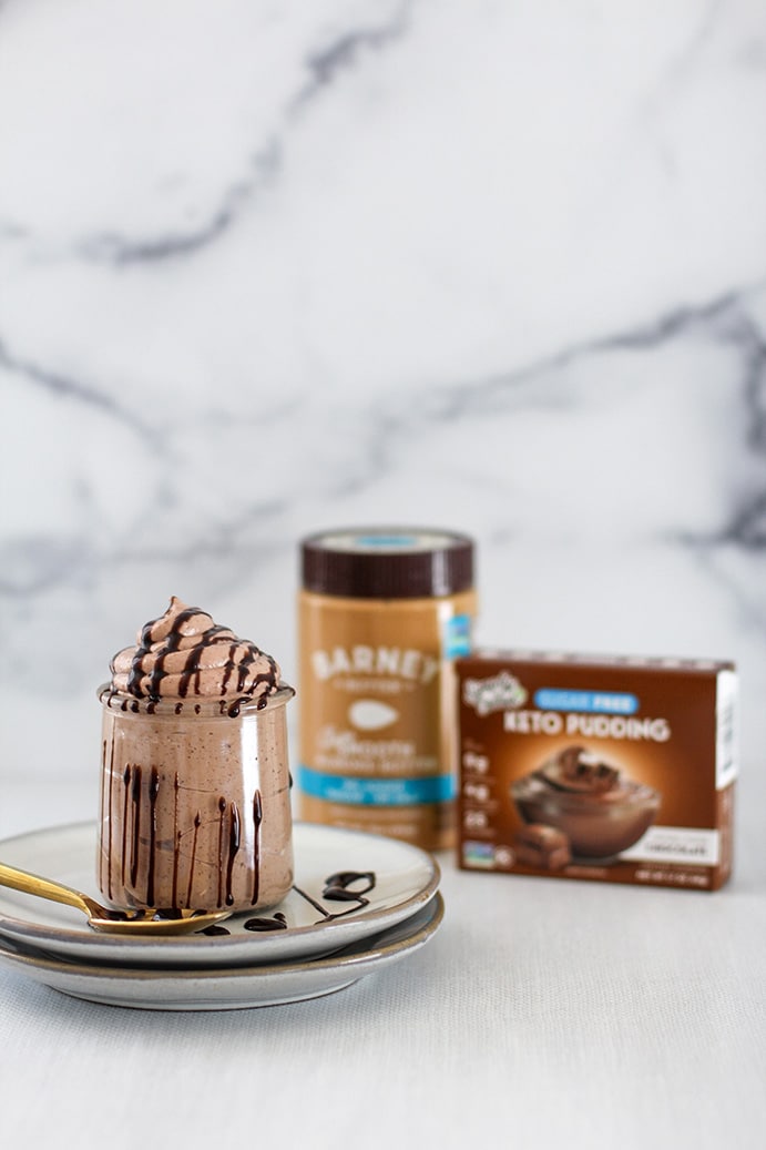 Simply Delish and Barney Butter Chocolate Almond Butter Pudding Mousse by @klean.kate Featured Image