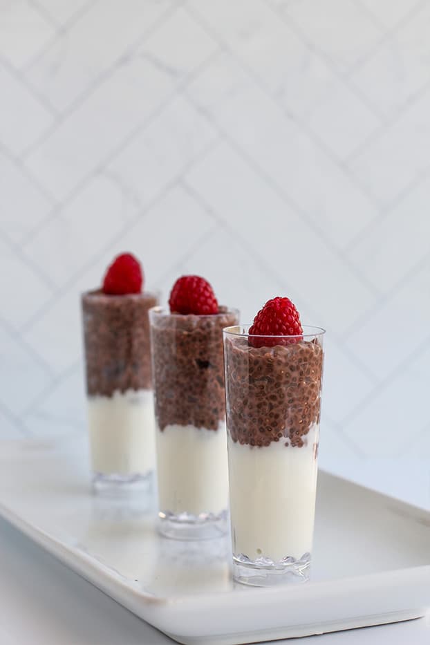 Vegan chocolate chia pudding cups by @klean.kate 3 behind each other