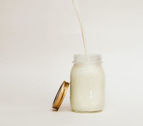 milk in a mason jar